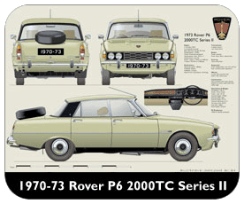 Rover P6 2000TC (Series II) 1970-73 Place Mat, Small